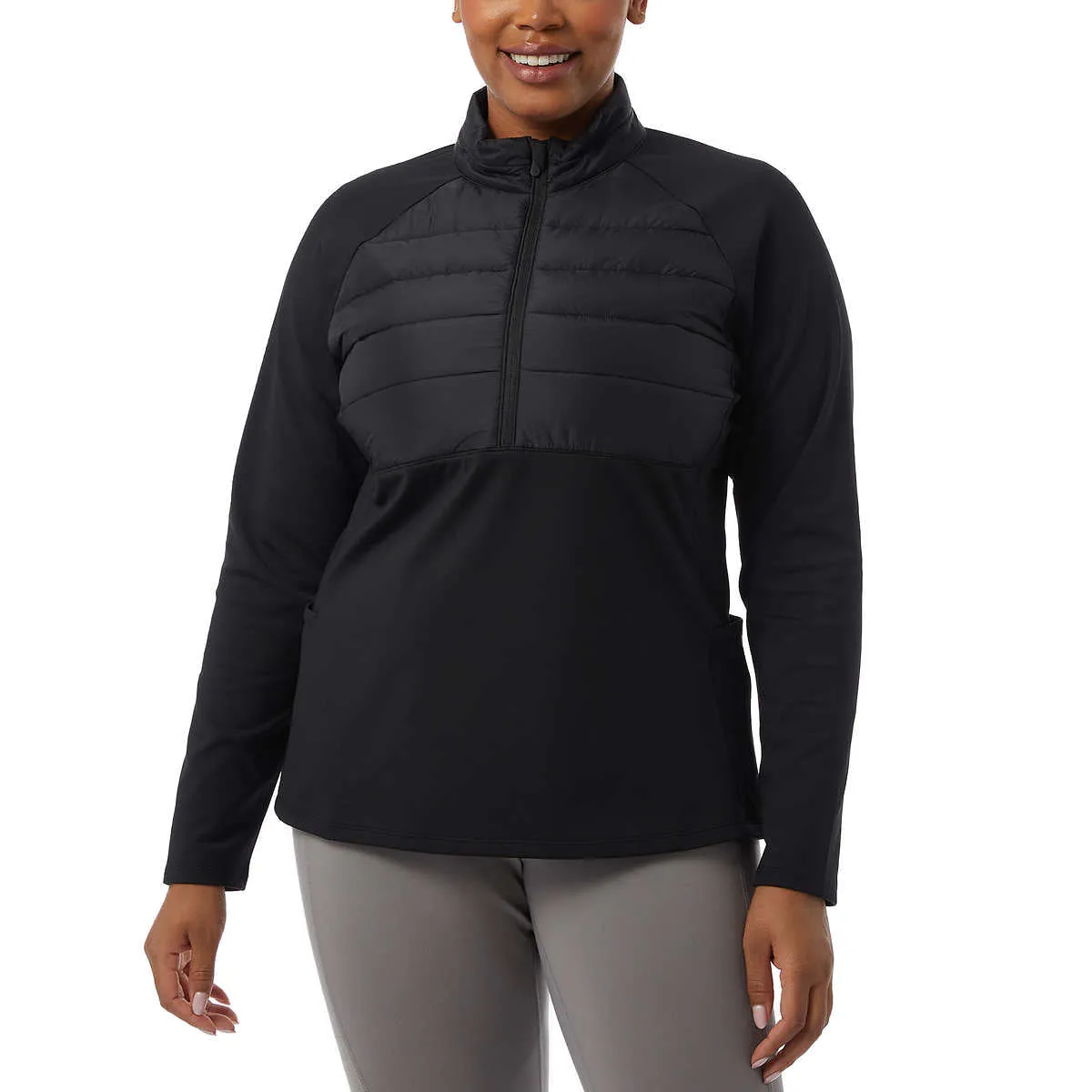 32 Degrees Women's Half Zip Fleece Lined Stretch Comfort Sweatshirt Active Top