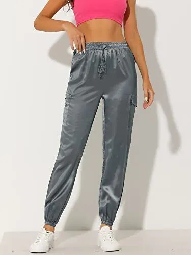 Allegra K Women's Fall Satin Joggers