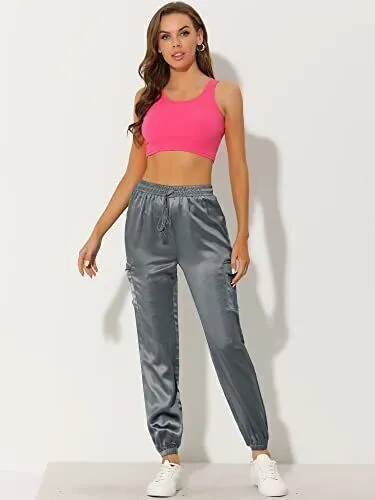 Allegra K Women's Fall Satin Joggers