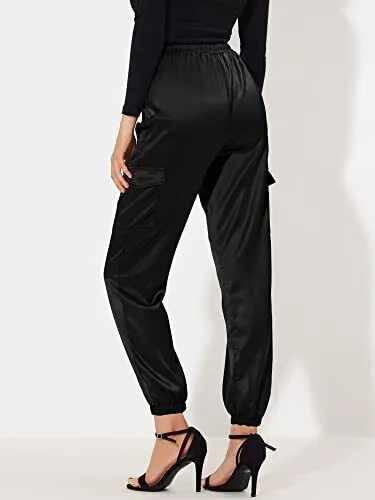 Allegra K Women's Fall Satin Joggers