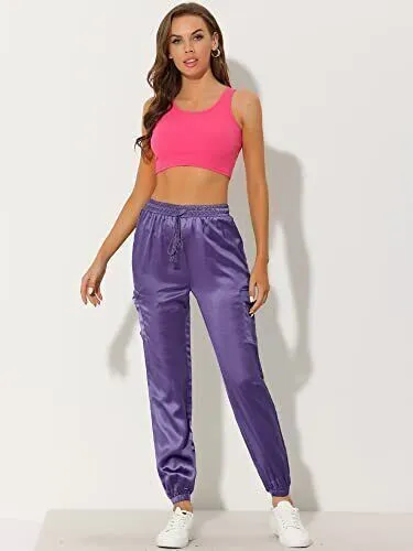 Allegra K Women's Fall Satin Joggers