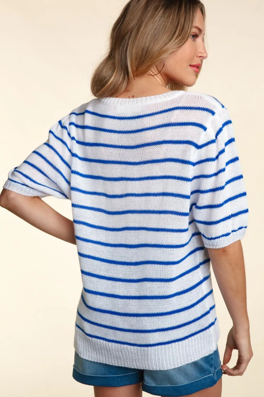 America Striped Knit Top