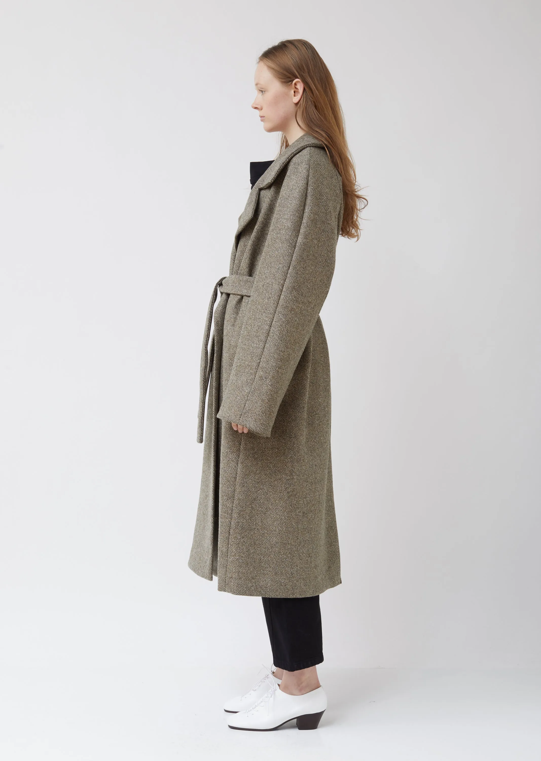 Asymetrical Wool Wrap Coat