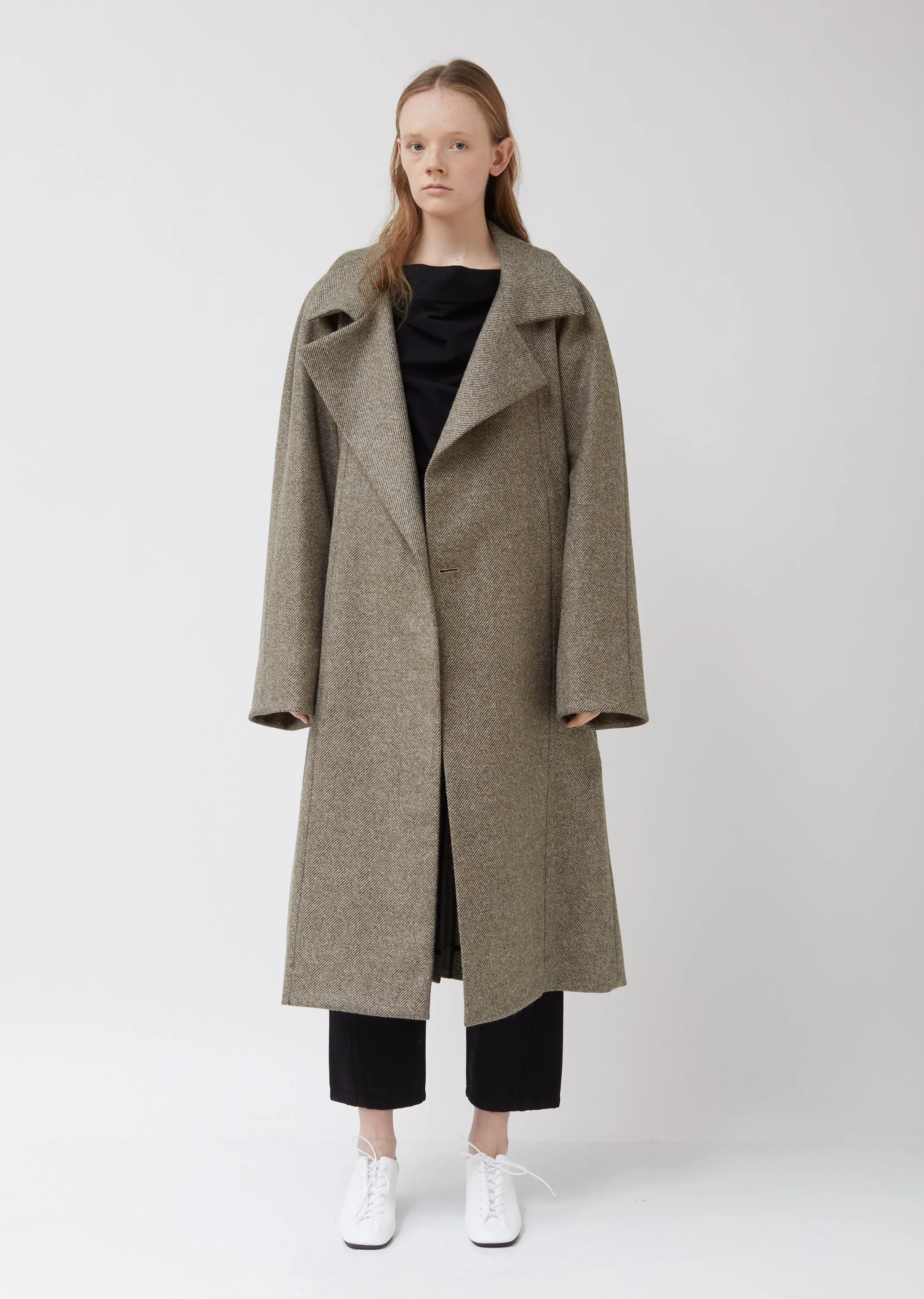 Asymetrical Wool Wrap Coat