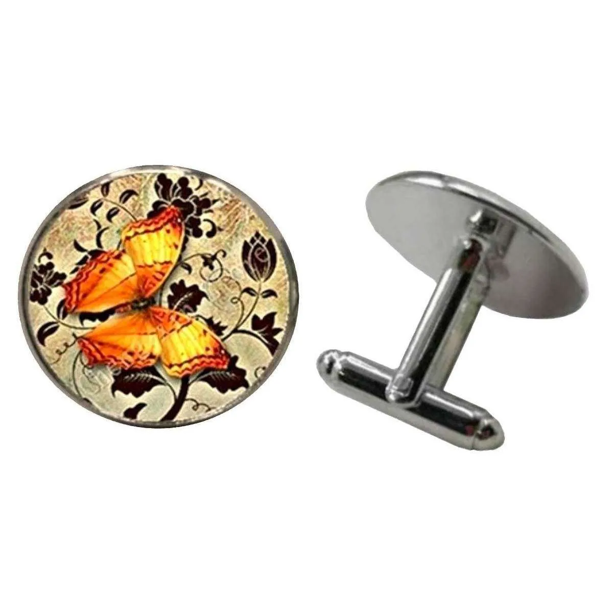 Bassin and Brown Butterfly Cufflinks - Yellow/Fawn