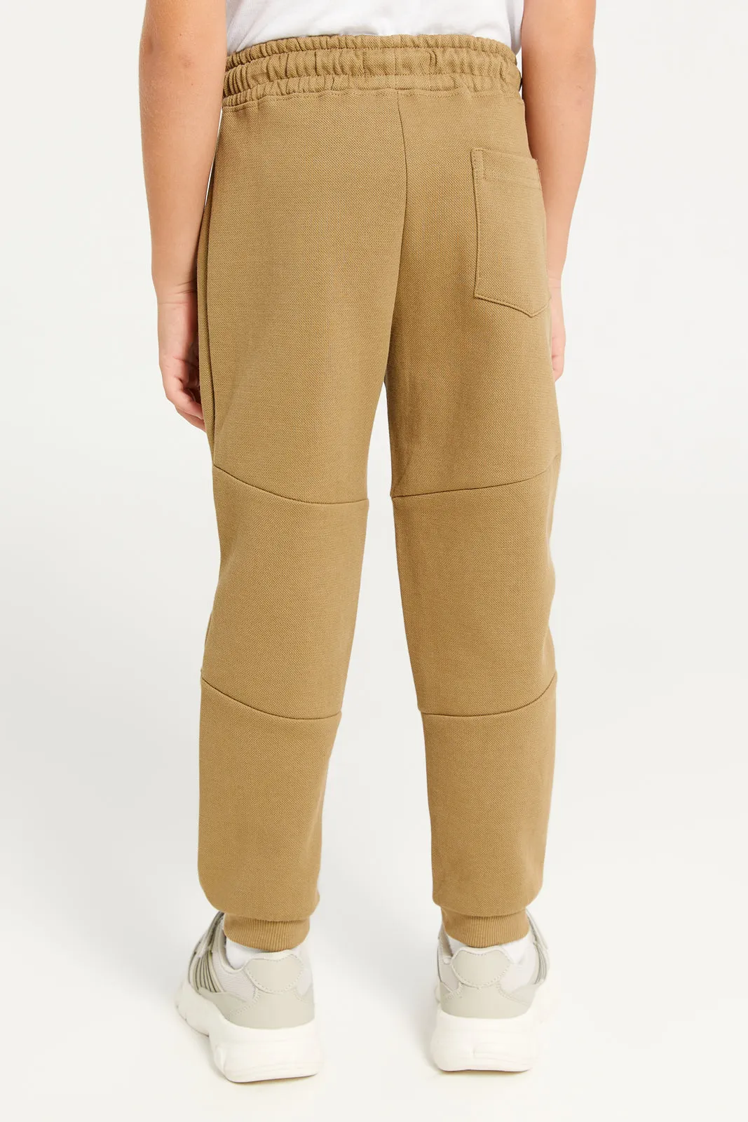 Boys Brown Cut & Sew With Pocket Zipper Pant