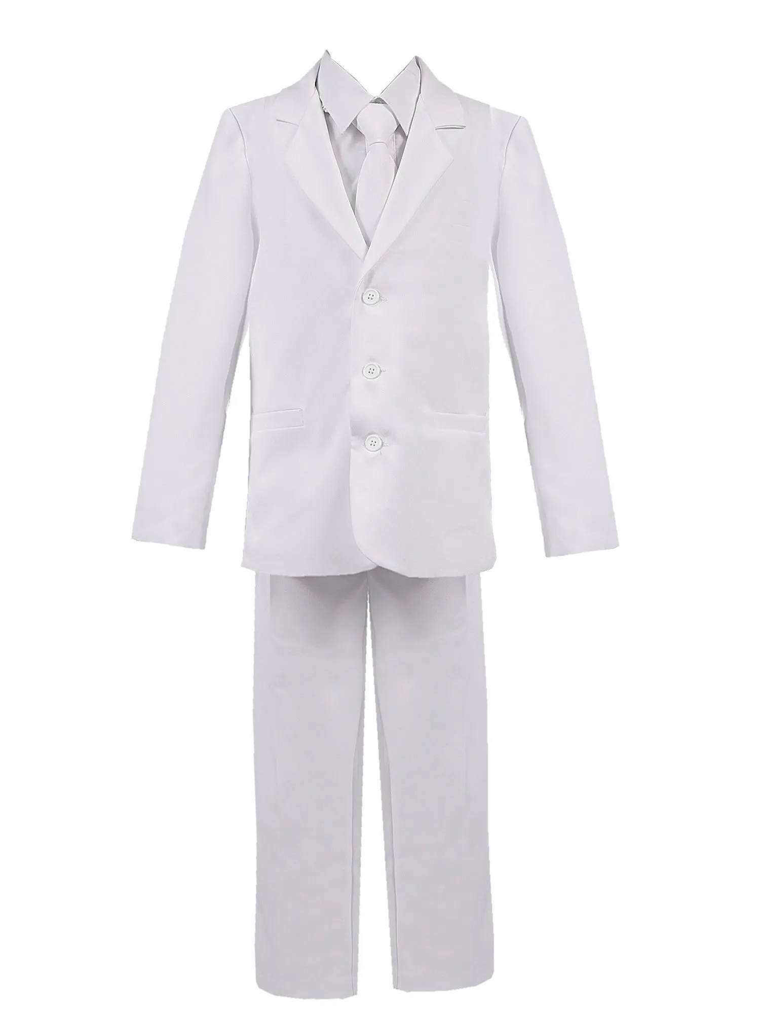 Boys White 5 Pcs Vest Shirt Tie Pants Jacket Classic Formal Suit 12 Husky