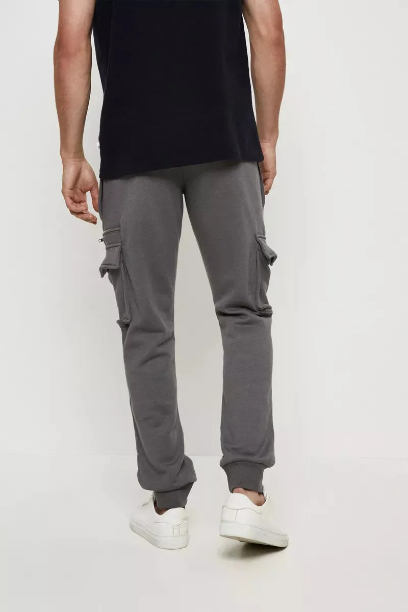 Burton Grey Regular Fit Cargo Mens Joggers