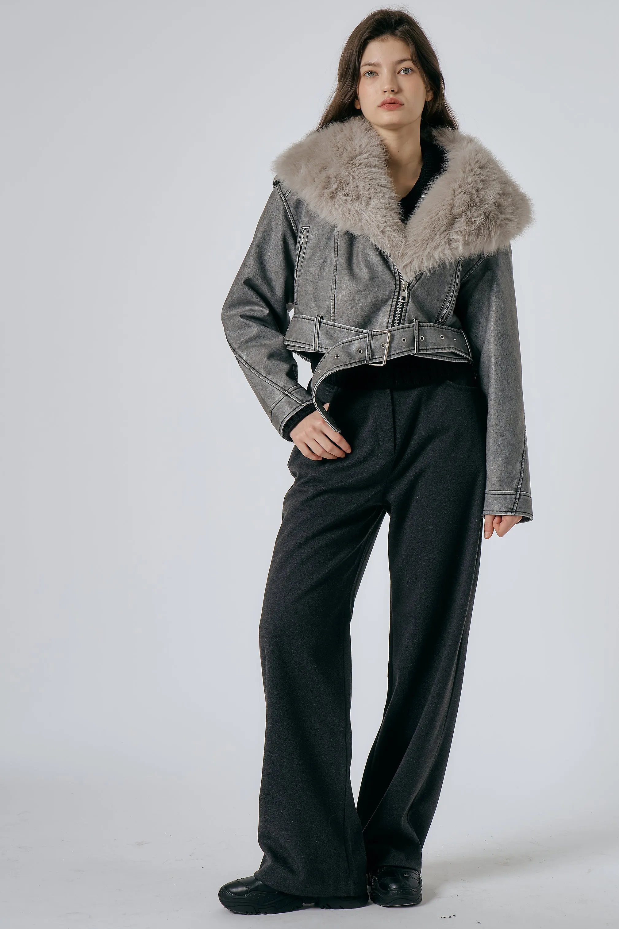 Celina Detachable Fur Rider Jacket