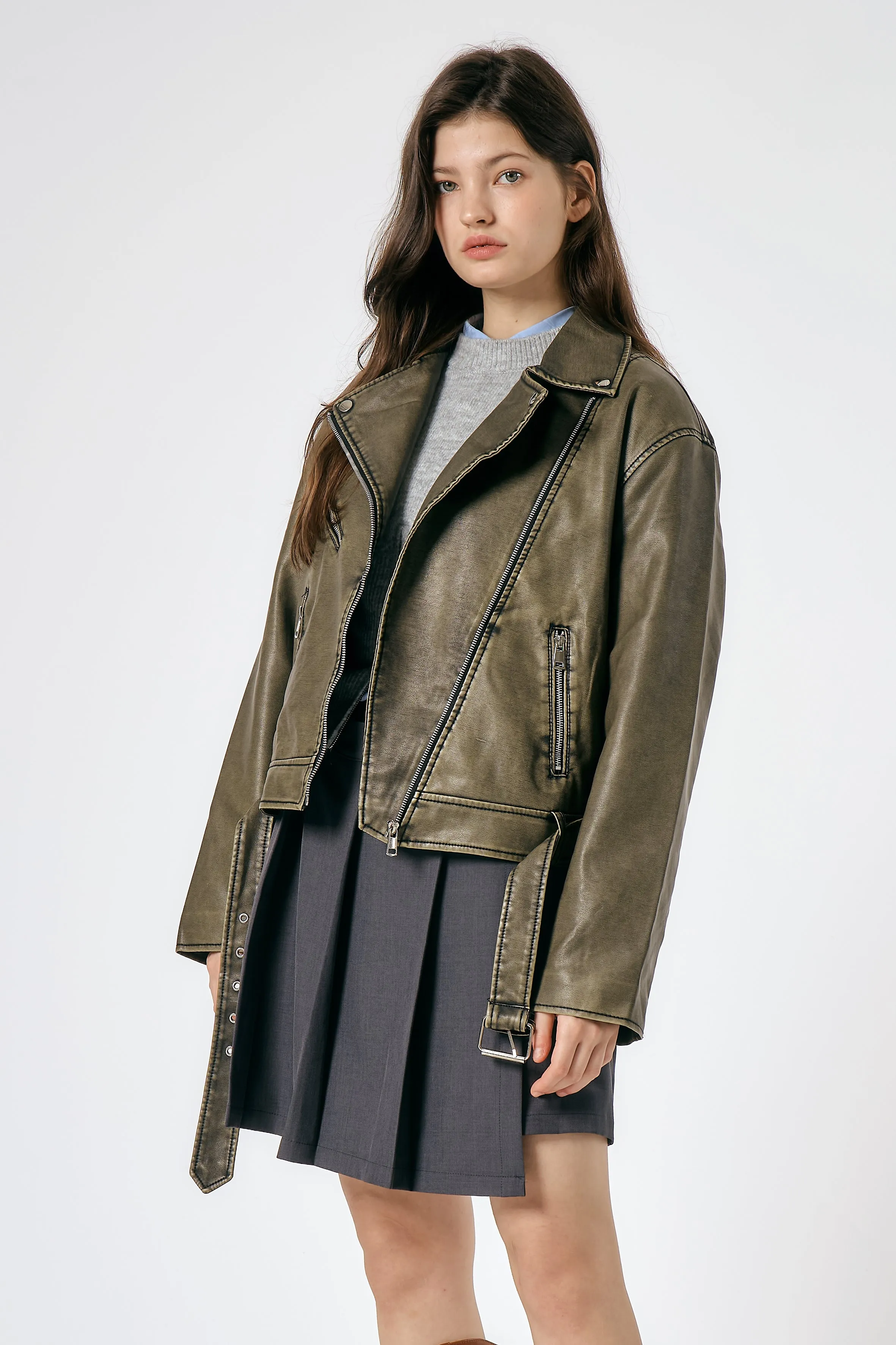 Celina Washed Faux Leather Jacket