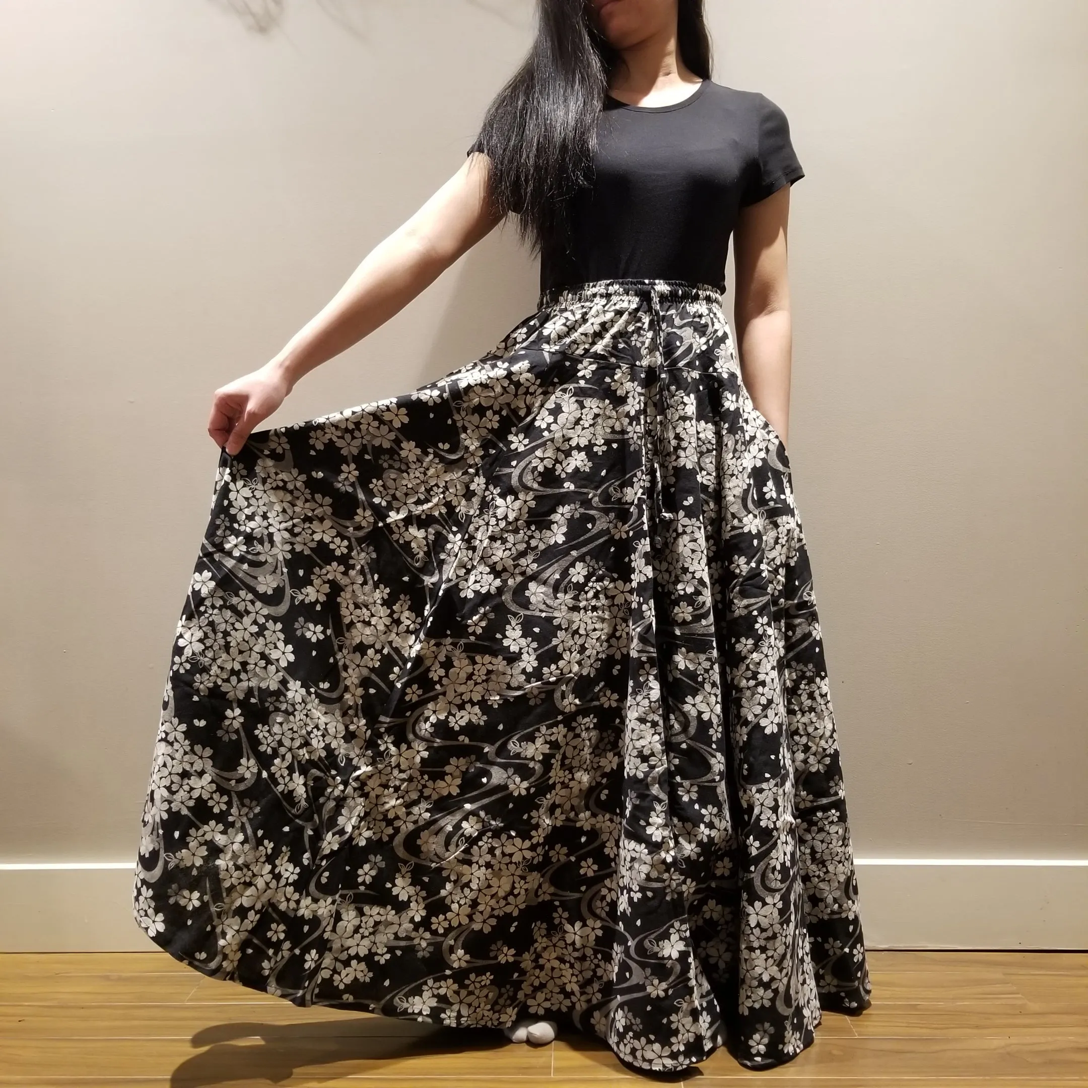 Cherry Blossom 8 Panel Long Skirts