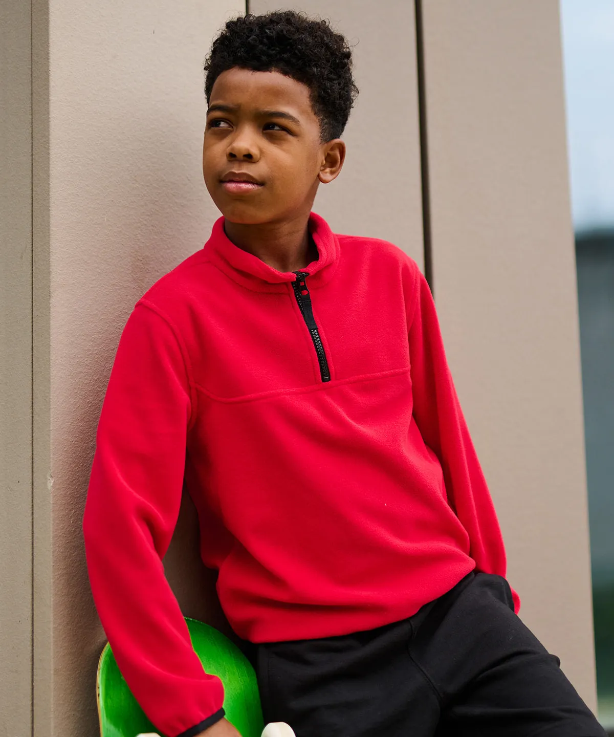 Classic Red/Black - Kids half-zip microfleece