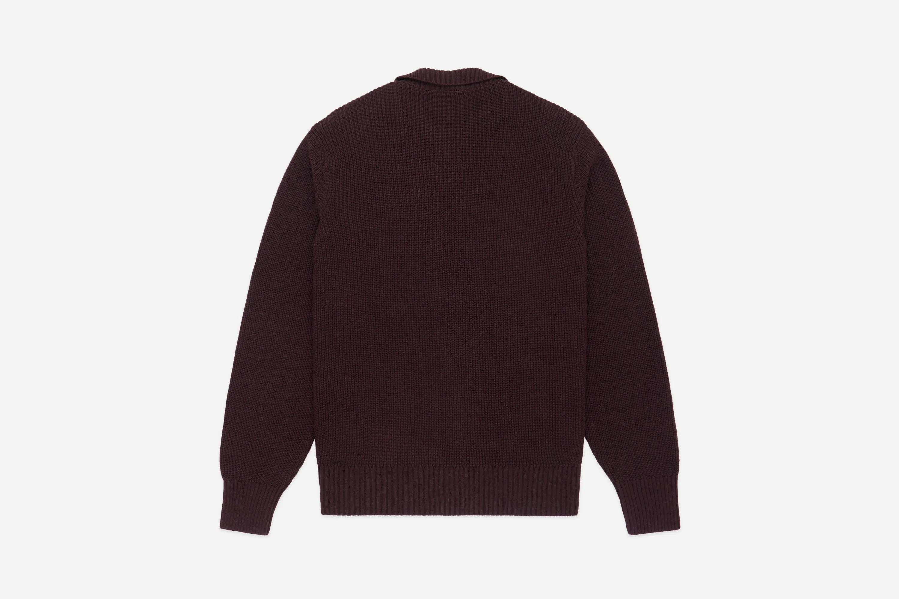 Cotton Collared Cardigan ~ Burgundy