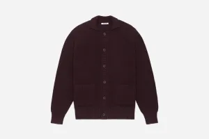 Cotton Collared Cardigan ~ Burgundy