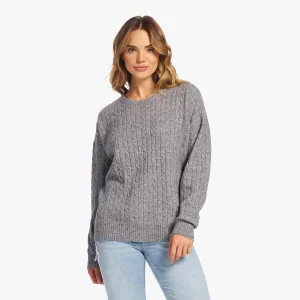 Cozy Knit Cable Crewneck Sweater | Charcoal