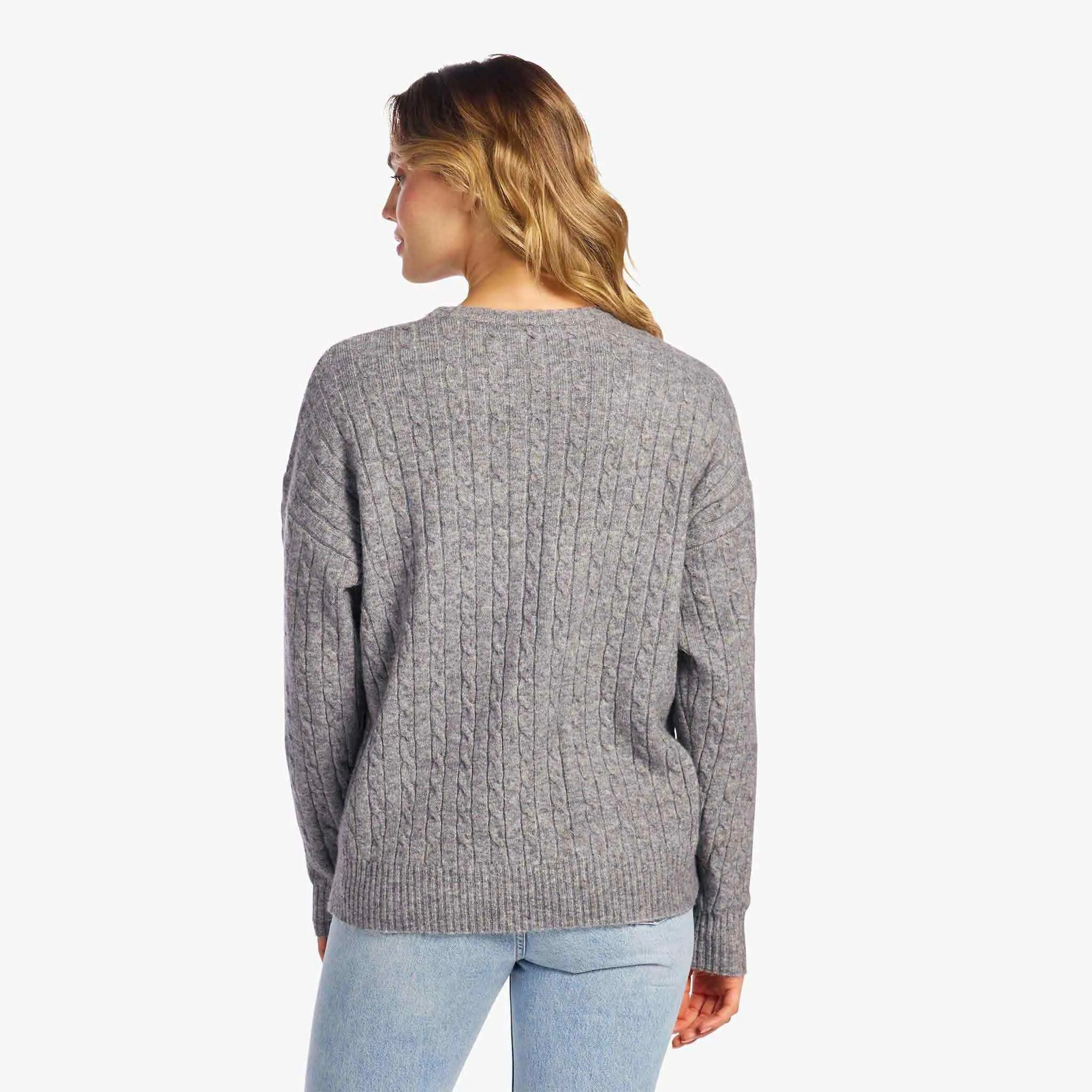 Cozy Knit Cable Crewneck Sweater | Charcoal