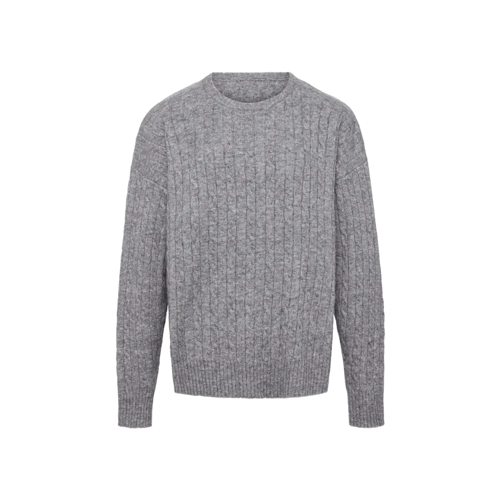 Cozy Knit Cable Crewneck Sweater | Charcoal