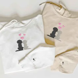 Custom Embroidered Dog Silhouette Couple Hoodies | Fun Matching Sweatshirts For Couple