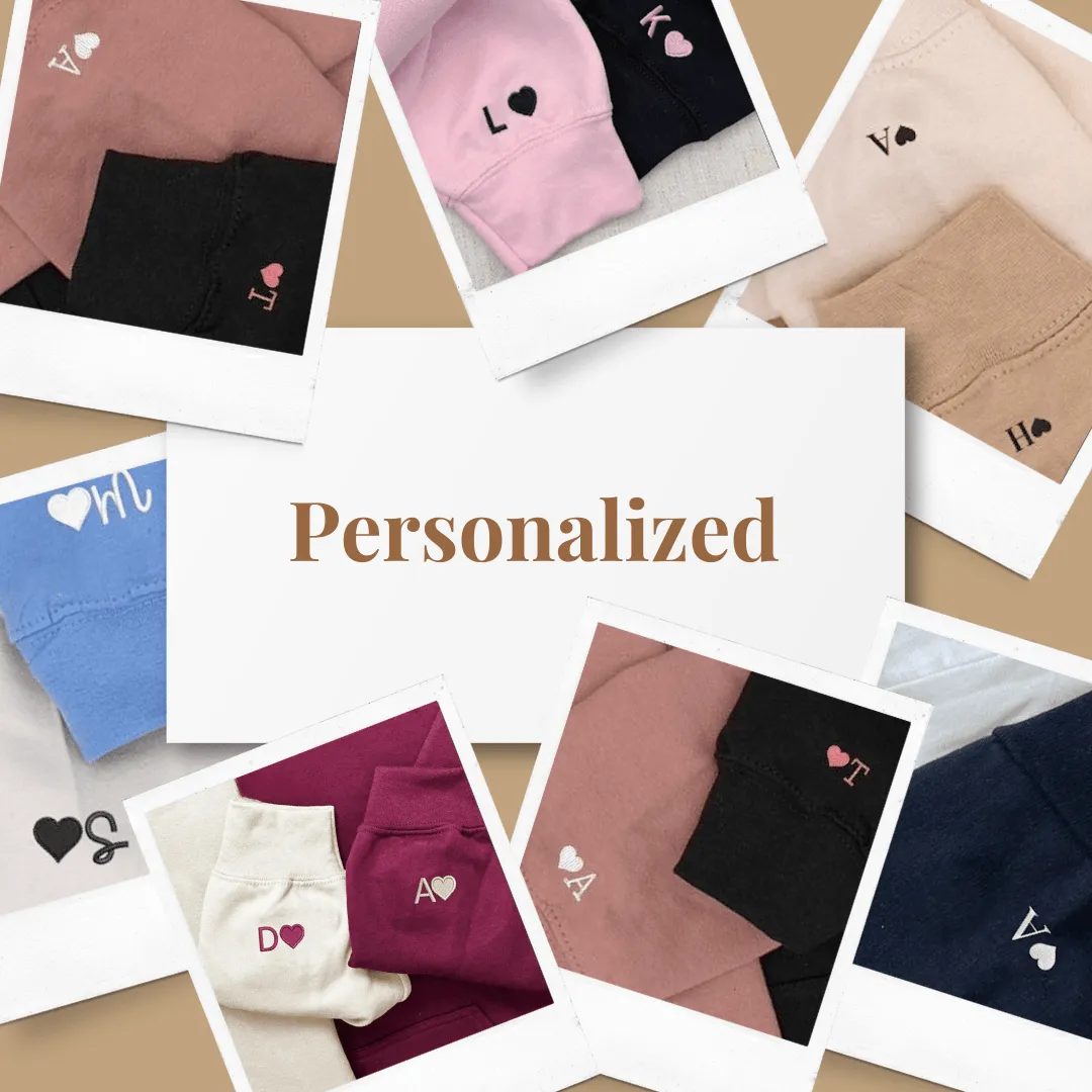 Cute Pig Embroidered Matching Hoodies - Personalized Matching Hoodies For Couples