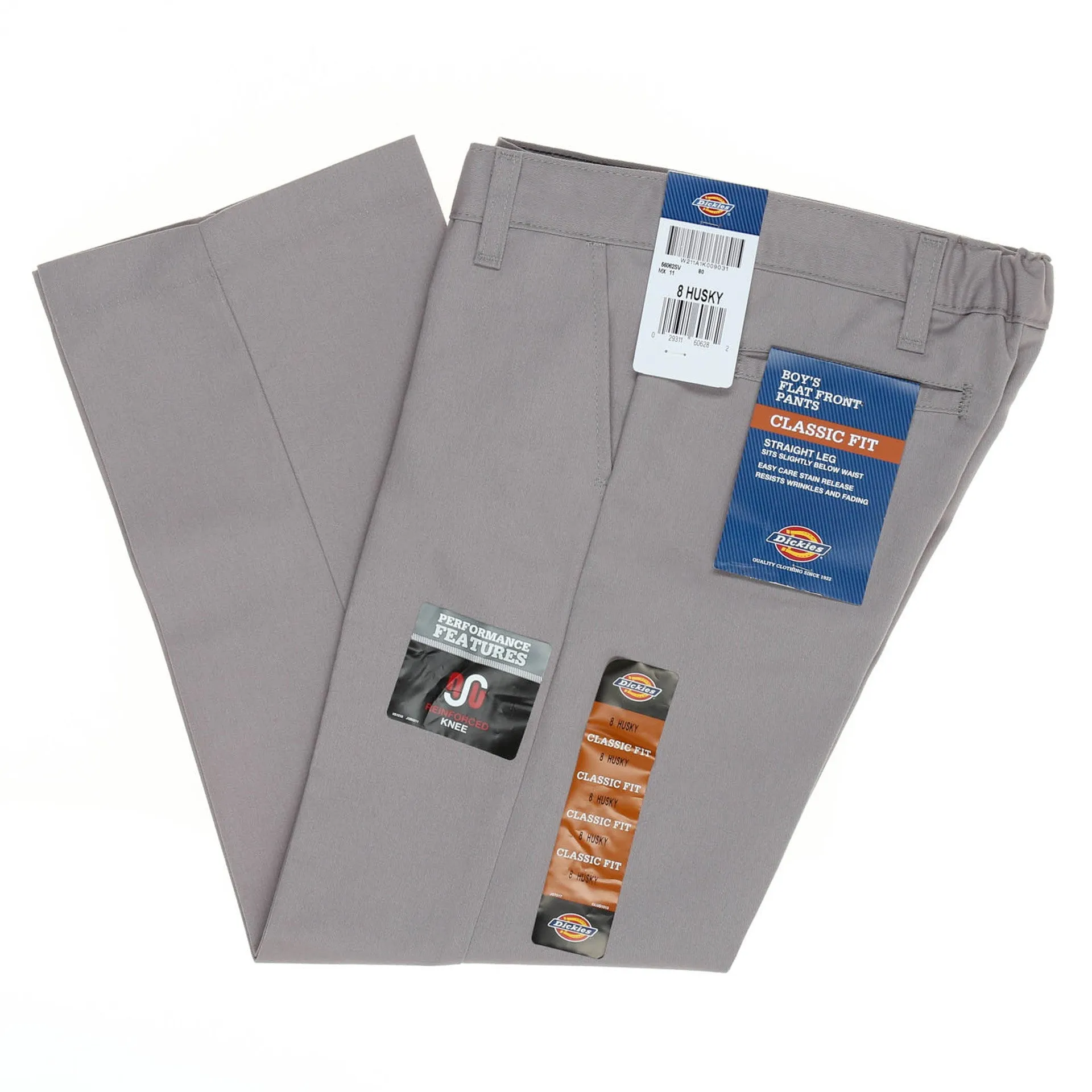 Dickies Boys' Flat Front Husky Pant - Silver