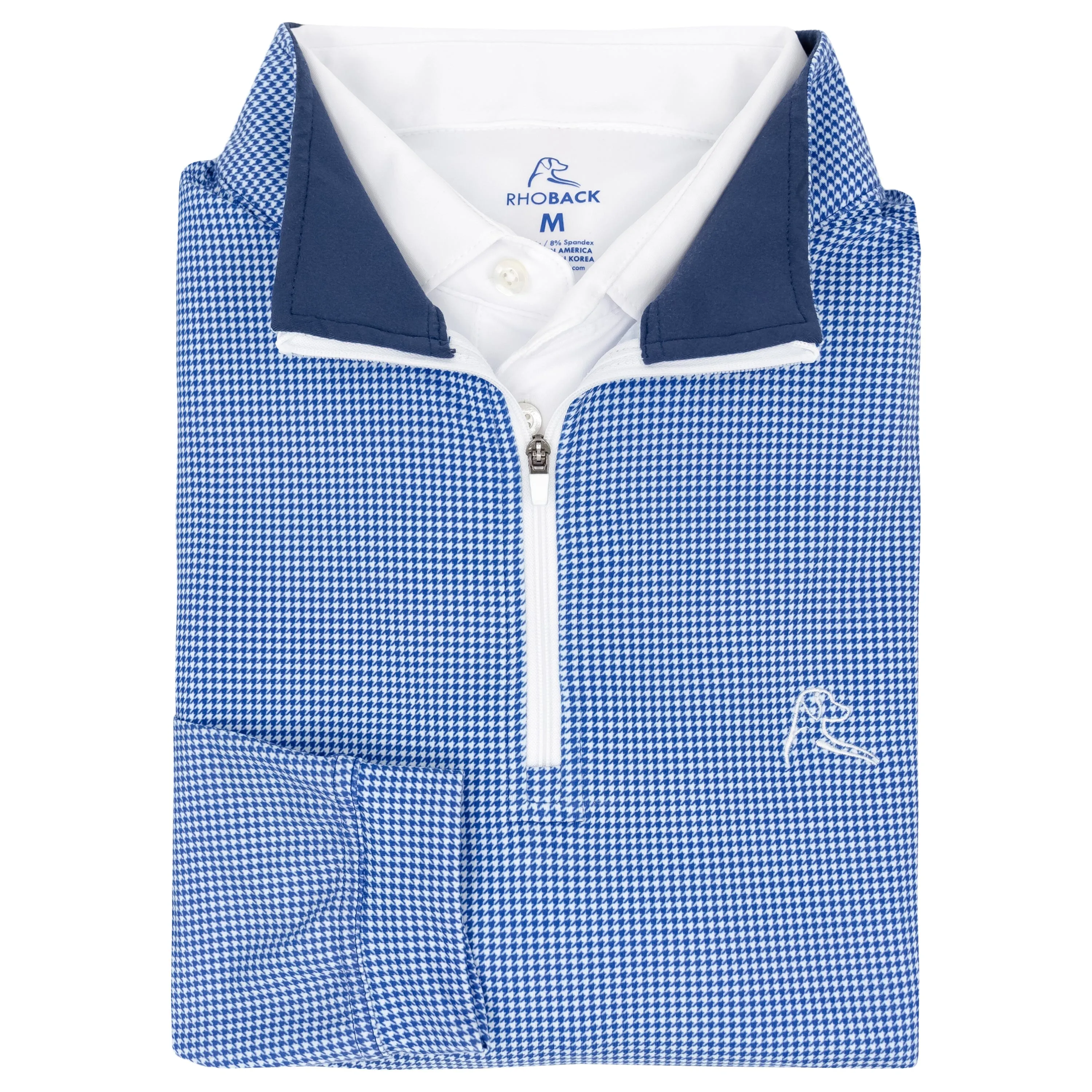 Dogstooth Houndstooth Performance Q-Zip | The Dogstooth Houndstooth - Ocean Blue/White