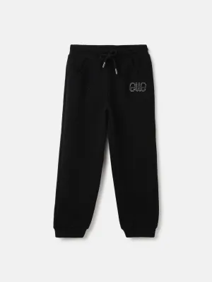 Elle Girls Black Solid Relaxed Fit Mid-Rise Joggers Style Track Pant