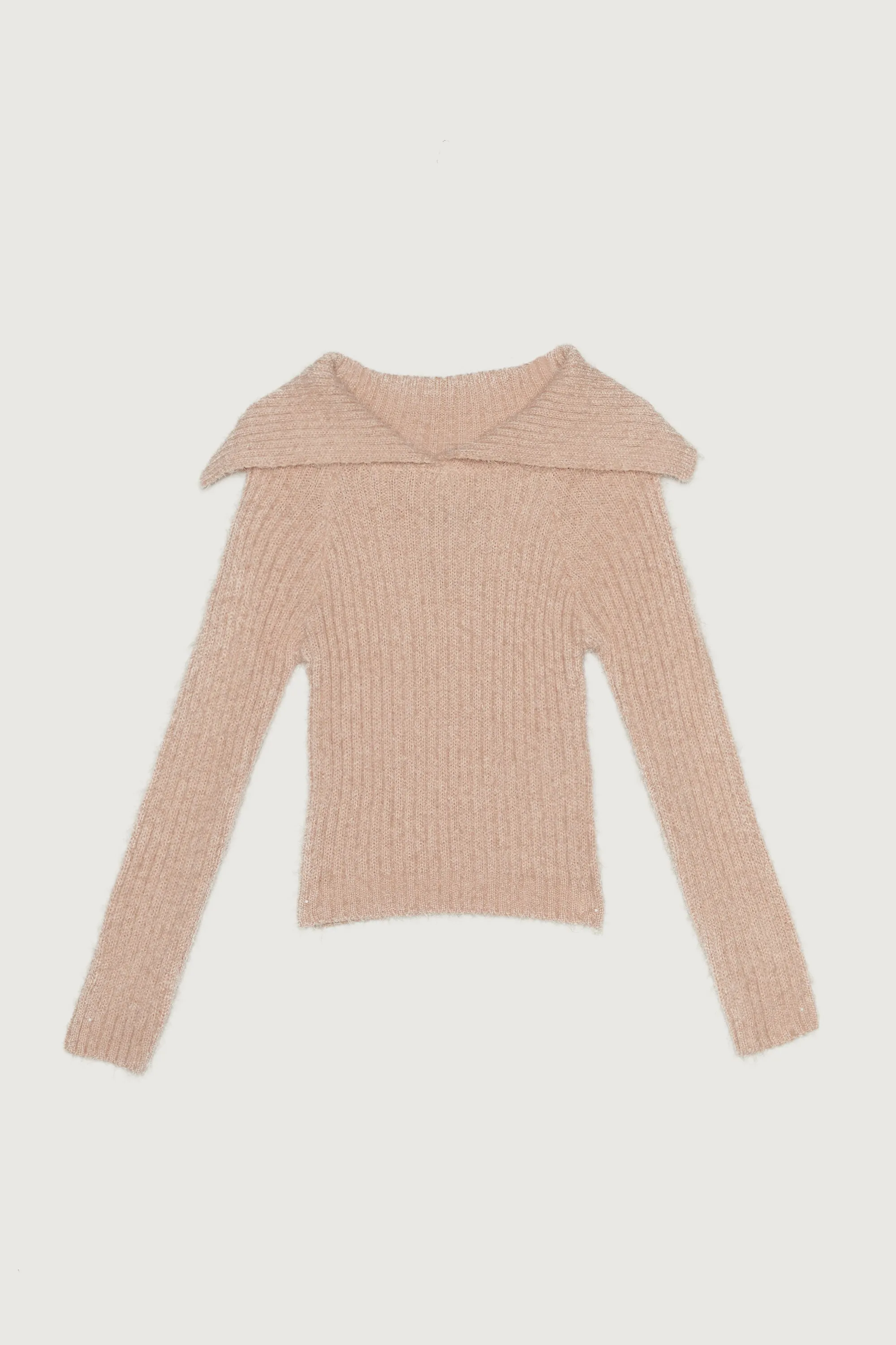 EXTENDED COLLAR KNIT SWEATER