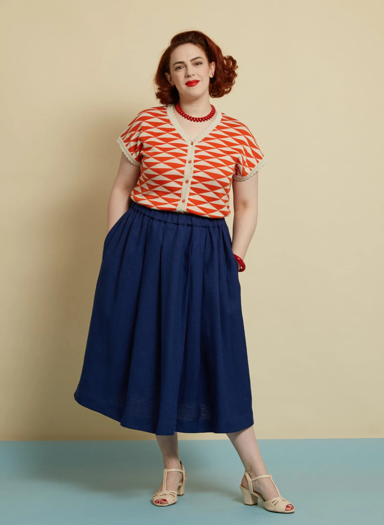 Florence Skirt - Navy Linen