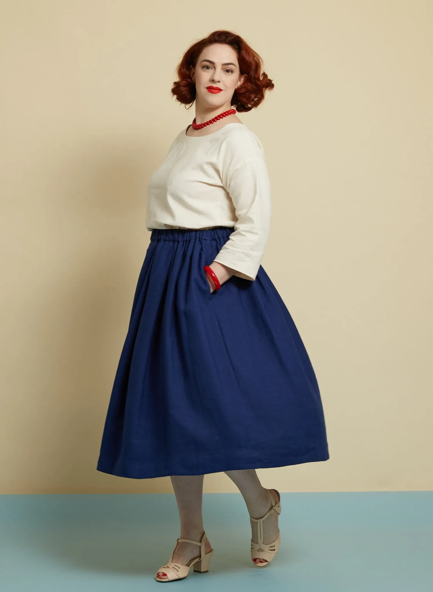 Florence Skirt - Navy Linen