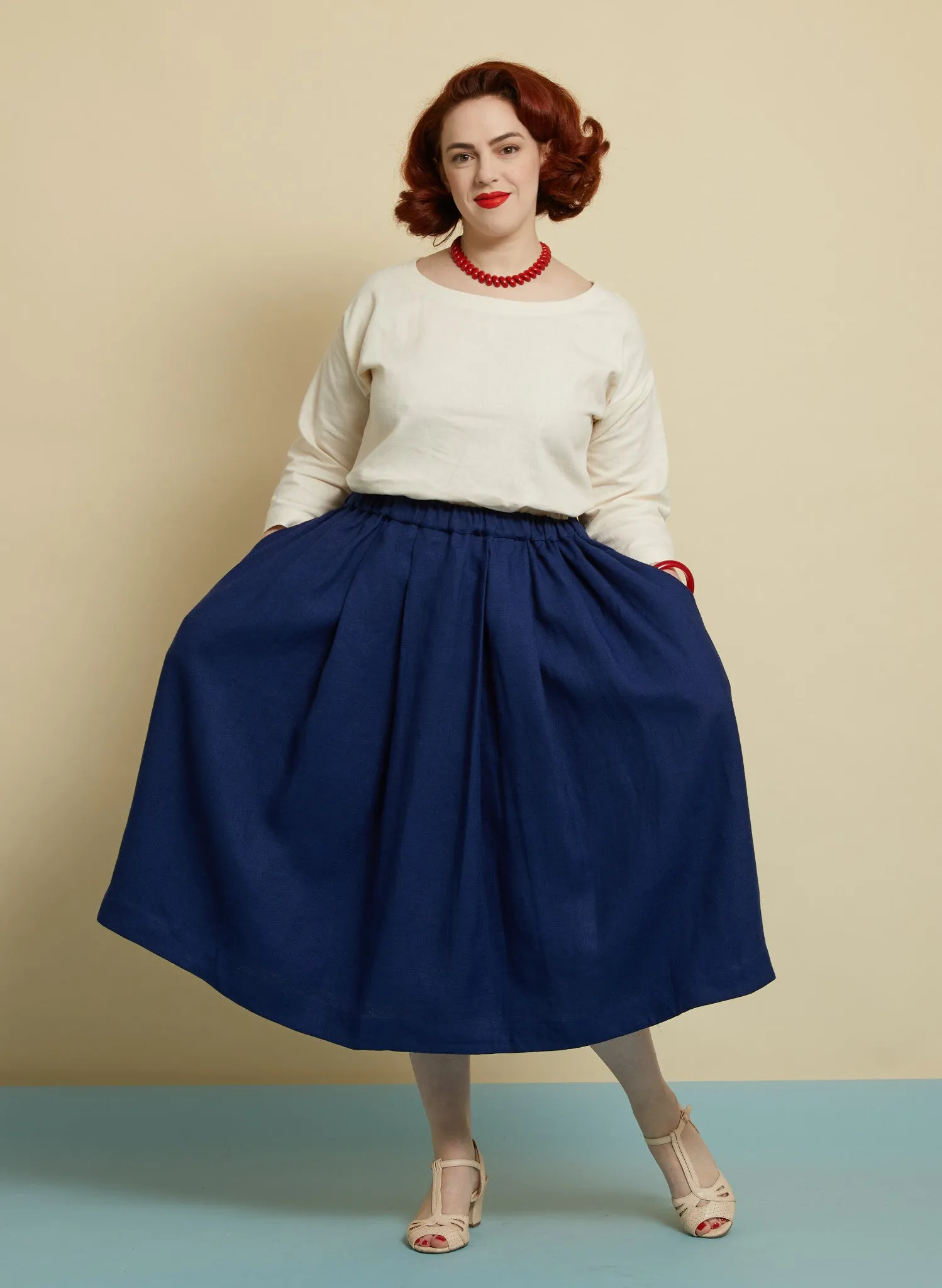 Florence Skirt - Navy Linen