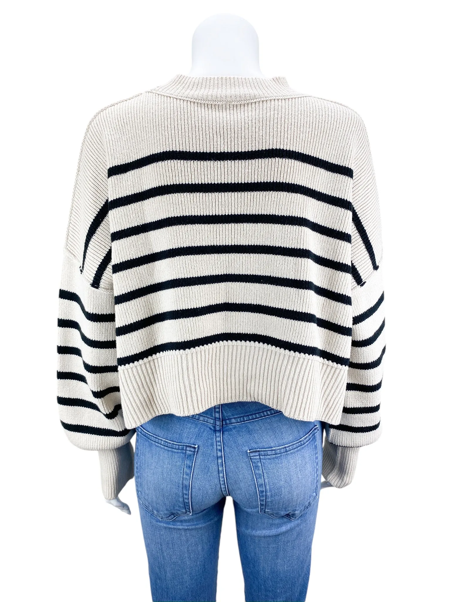 Free People Women's Easy Street Striped Sweater Pearl Navy Size S