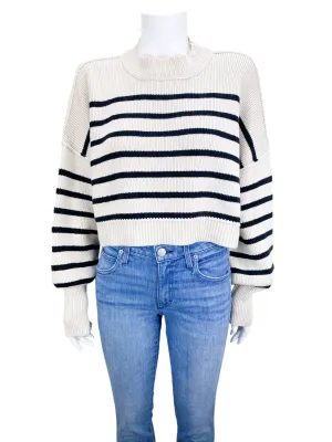 Free People Women's Easy Street Striped Sweater Pearl Navy Size S