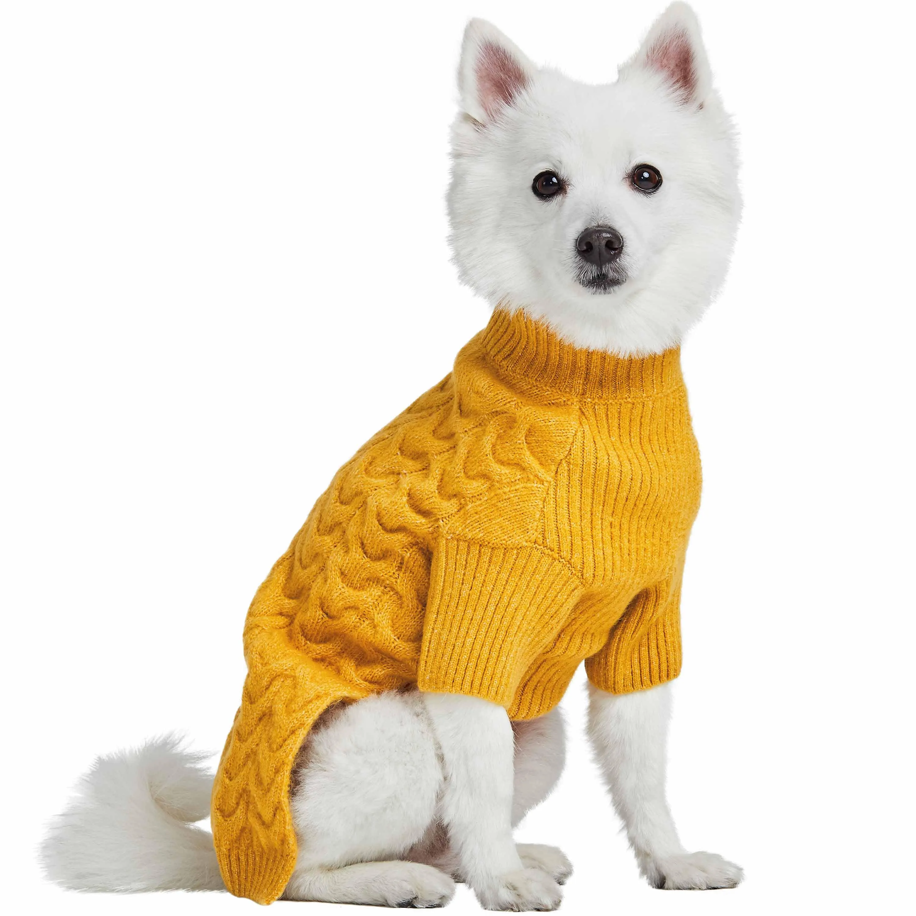 Fuzzy Textured Knit Dog Sweater, Turtle-neck