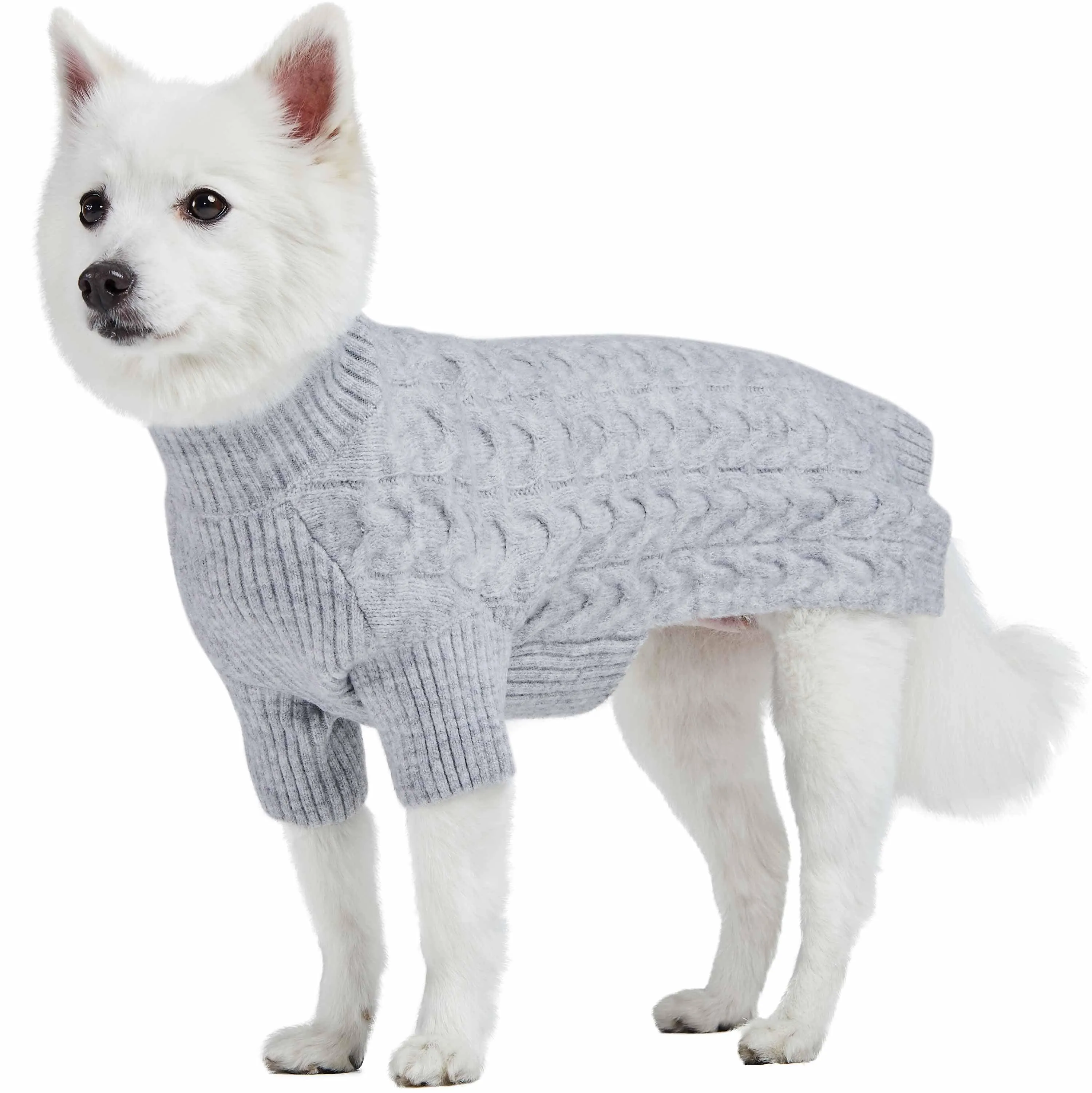 Fuzzy Textured Knit Dog Sweater, Turtle-neck