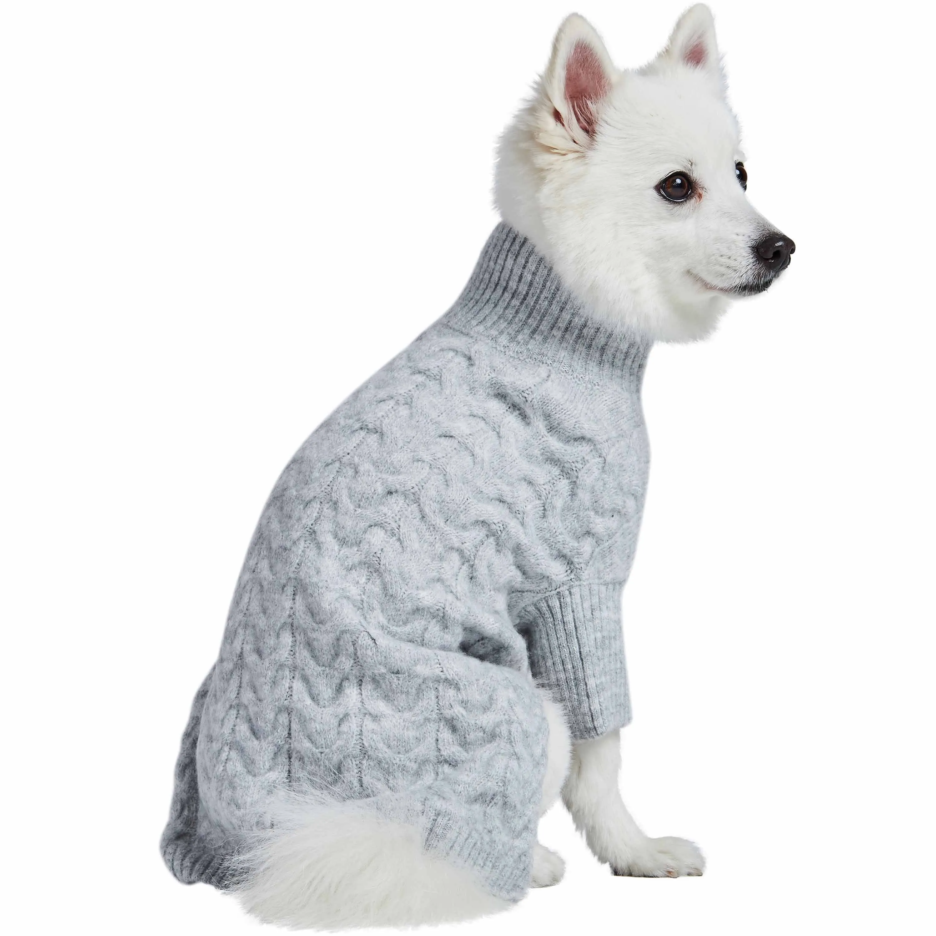 Fuzzy Textured Knit Dog Sweater, Turtle-neck