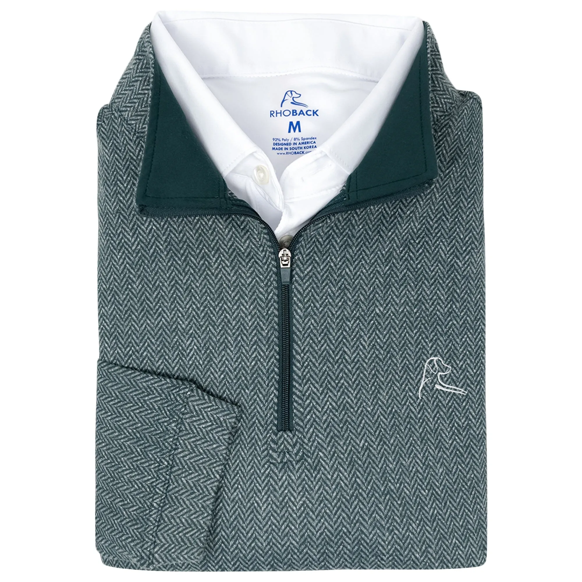 Herringbone Jacquard Performance Q-Zip | The Herringbone - Ponderosa Green/White