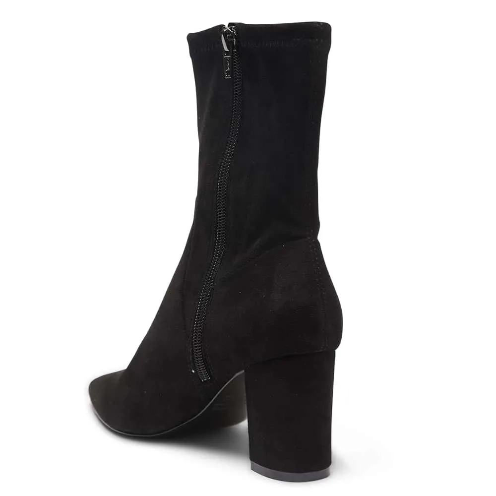 Karly Boot in Black Stretch Suede Look