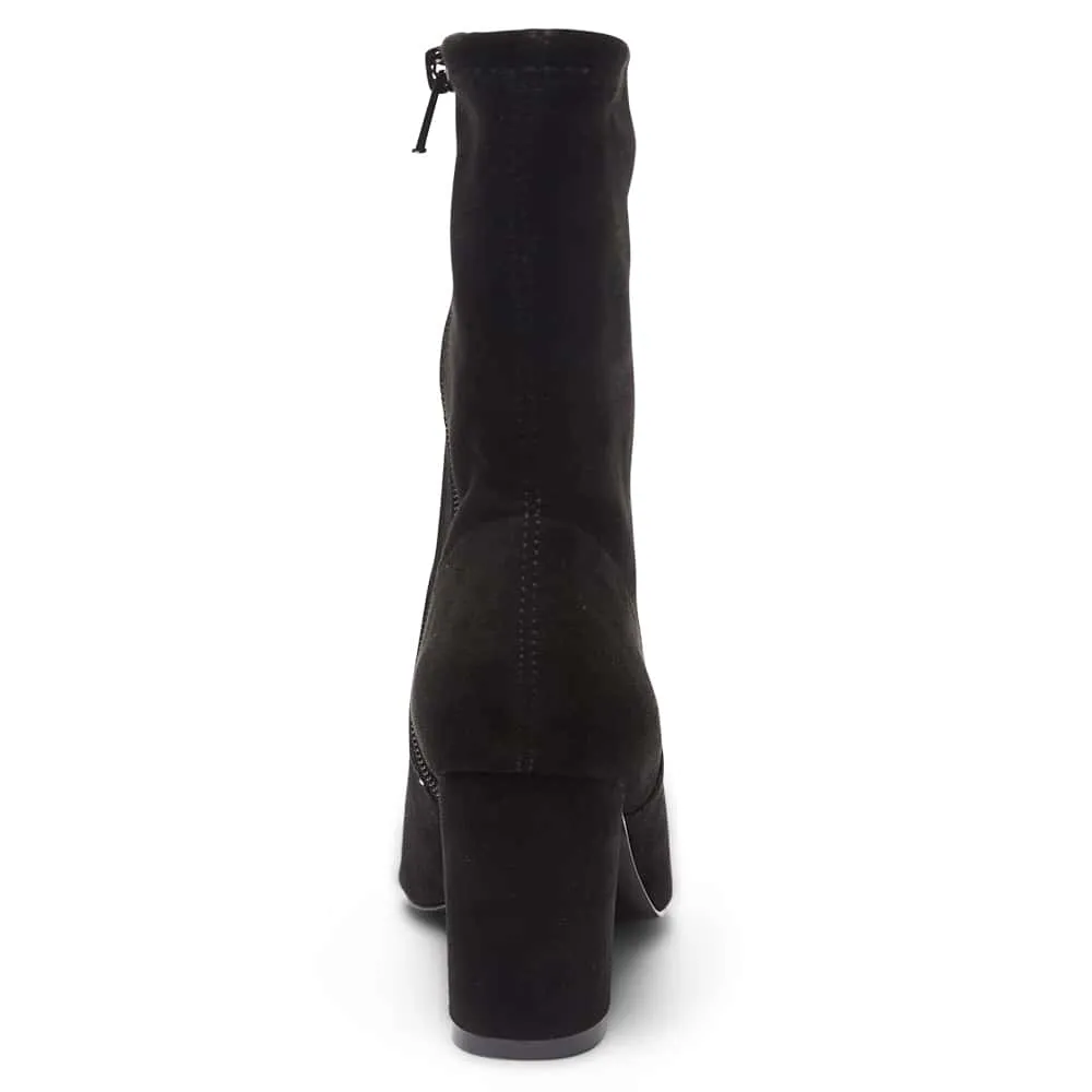 Karly Boot in Black Stretch Suede Look