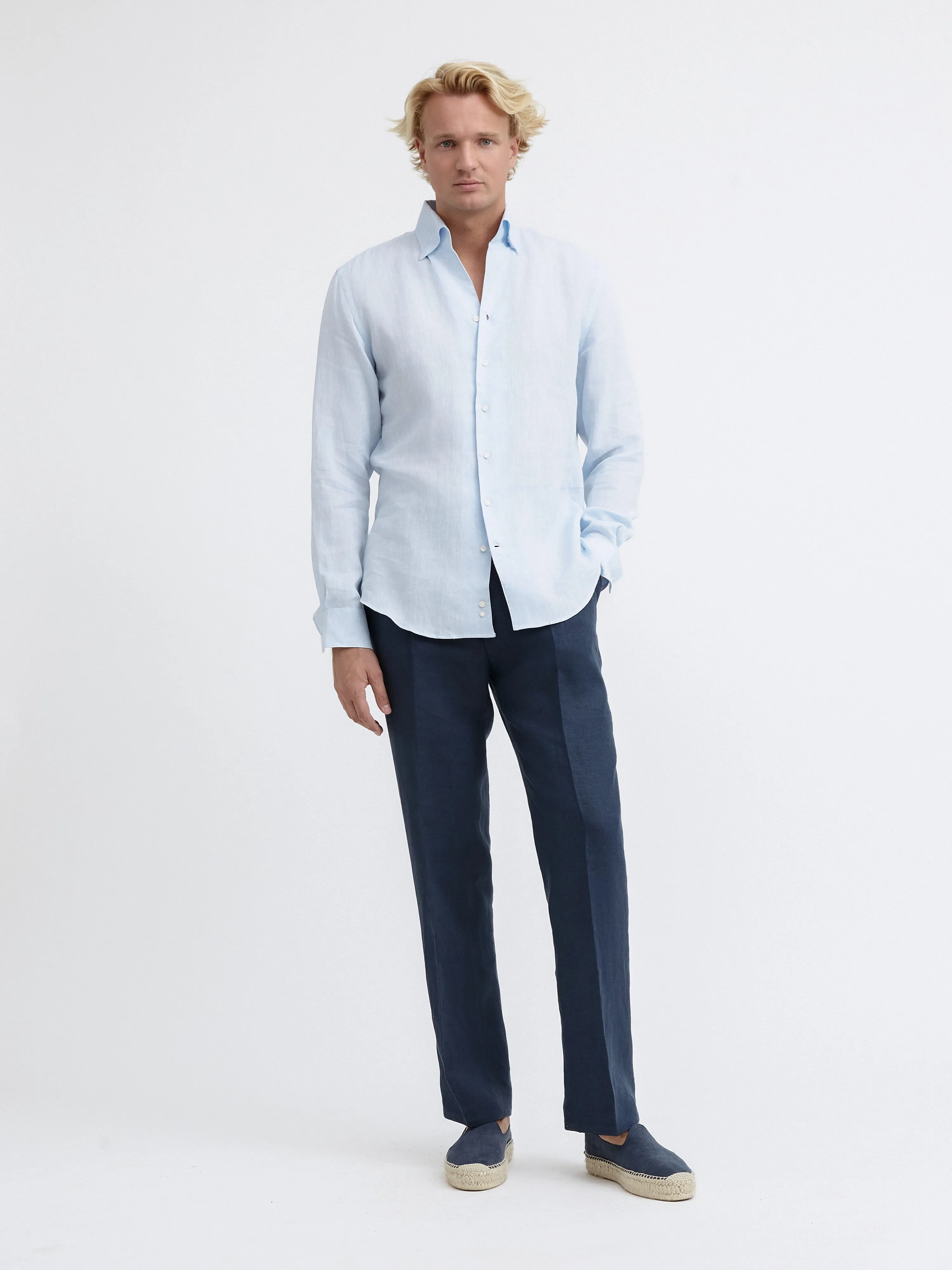 Light Blue One Piece Linen Shirt