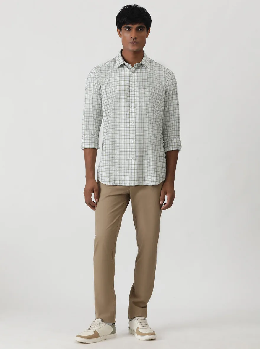 Light Green Checked Smart Fit Semi Casual Shirt | Greenfibre