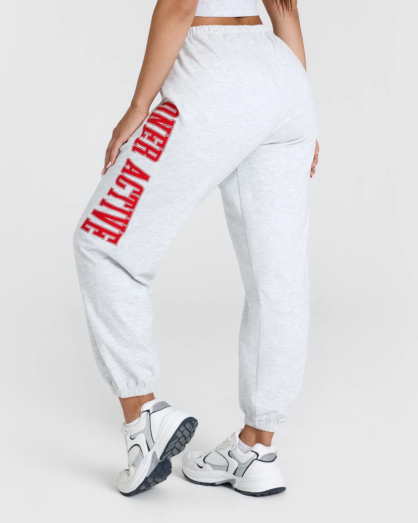 Lightweight Jogger with Red Graphic | Light Grey Marl