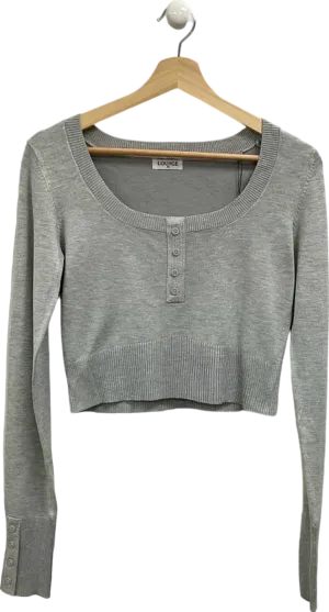 Lounge Grey Cropped Long Sleeve Top UK M