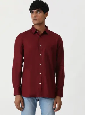 Maroon Solid Slim Fit Casual Shirt | Greenfibre