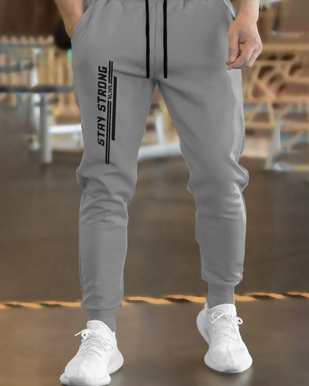 Men Light Grey Cuffed Track Pant