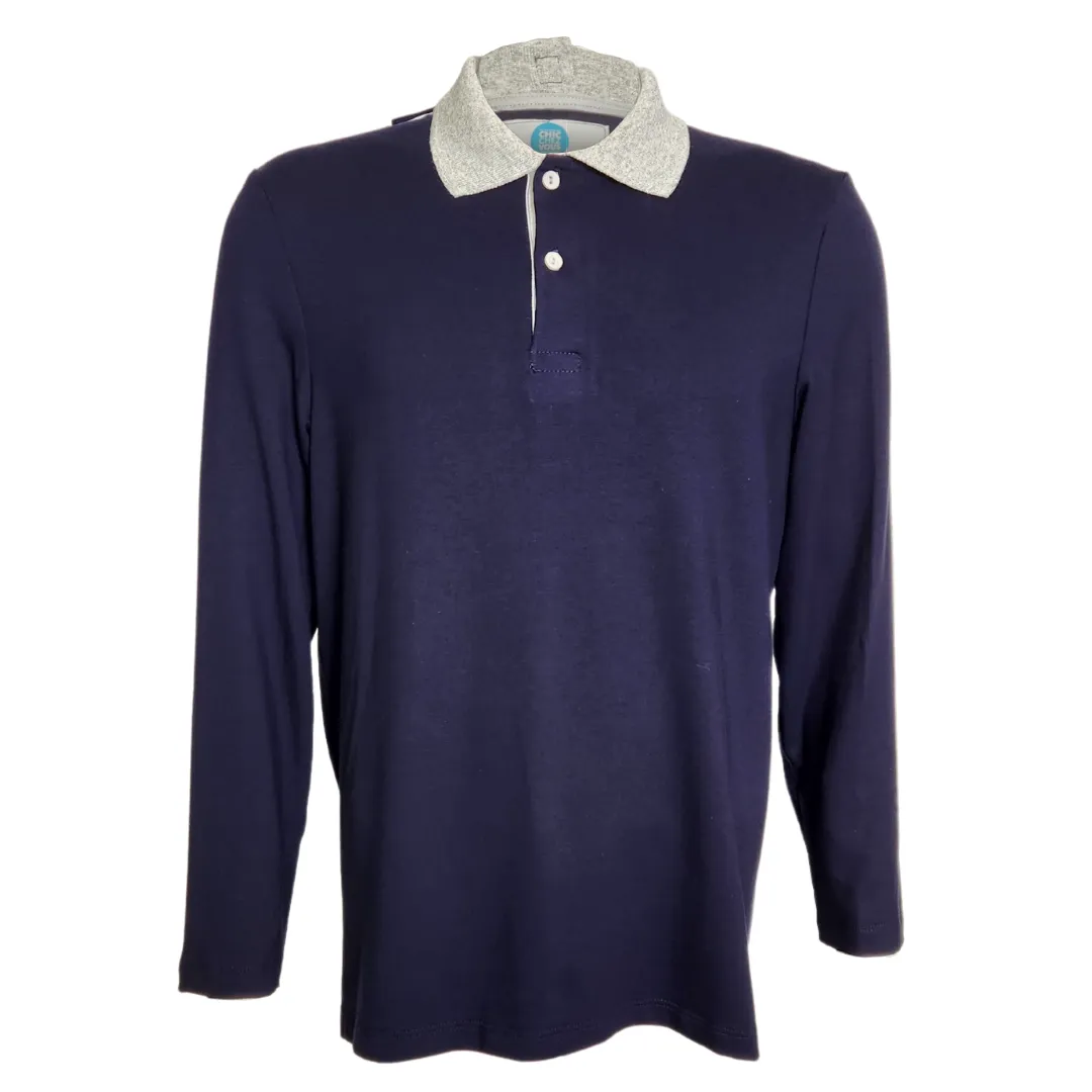 Men's Adaptive Long Sleeve Polo - Navy