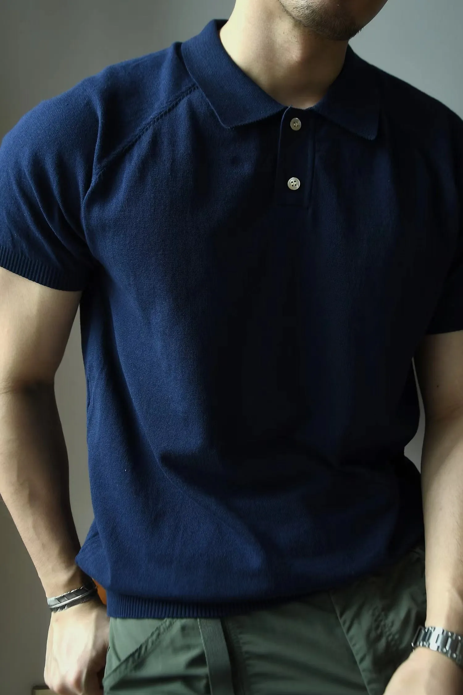 Men's Knit Polo Shirt Short Sleeves