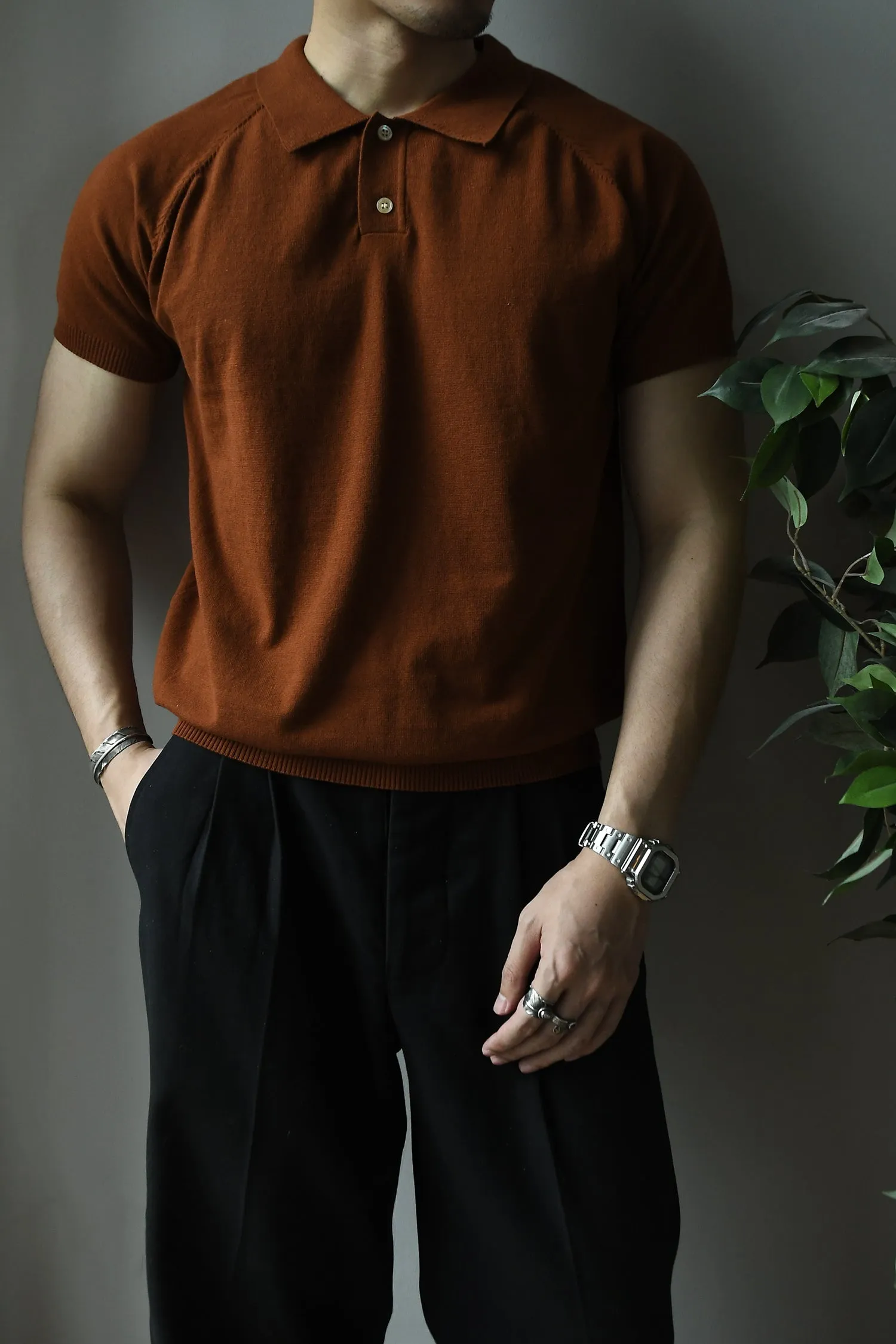 Men's Knit Polo Shirt Short Sleeves