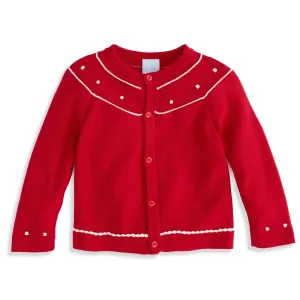 Mercerized Pima Heirloom Cardigan -- Red