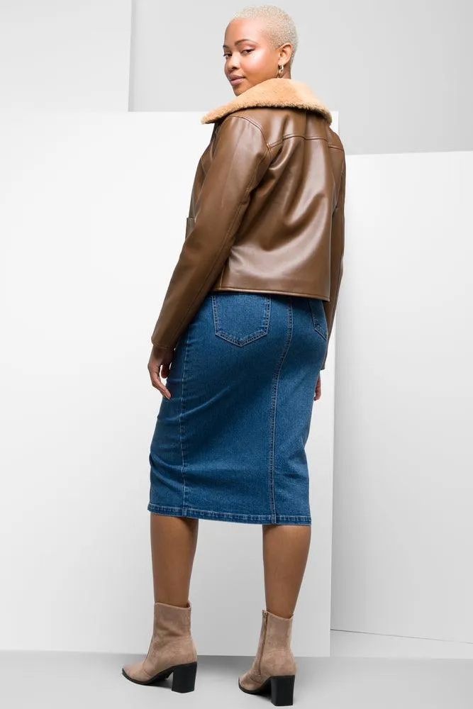 Midi Denim Skirt Blue