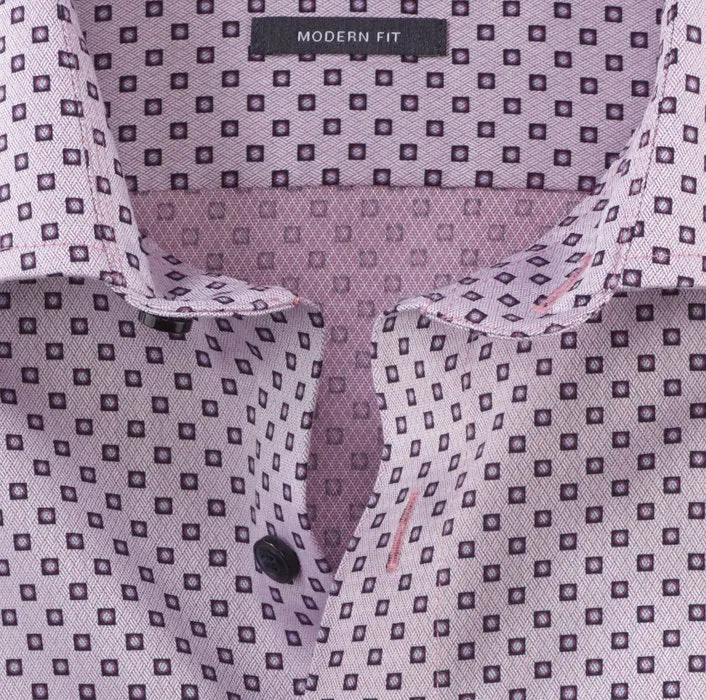 OLYMP - Modern Fit, Pink Squared Pattern